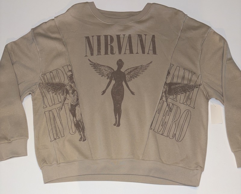 NWT Nirvana Graphic Logo Fleece Pullover Crewneck Sweatshirt Oversized Unisex XL