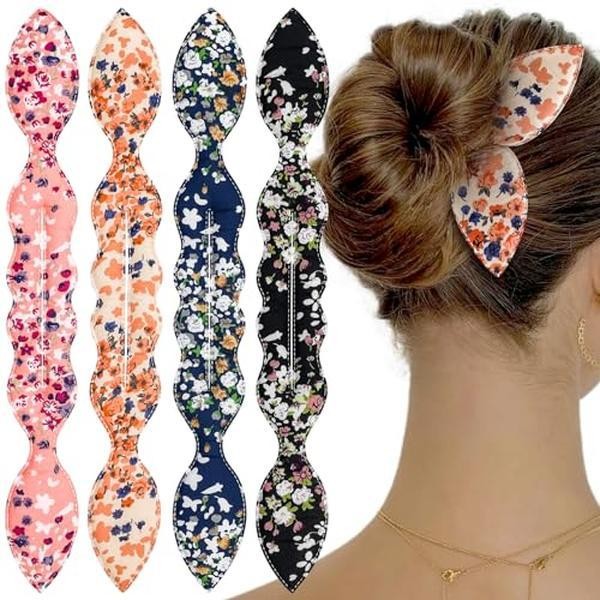 4 Pcs Deft Bun Maker for Hair, French Twist Rabbit Ear Hair Twister and Bun Tool gallery