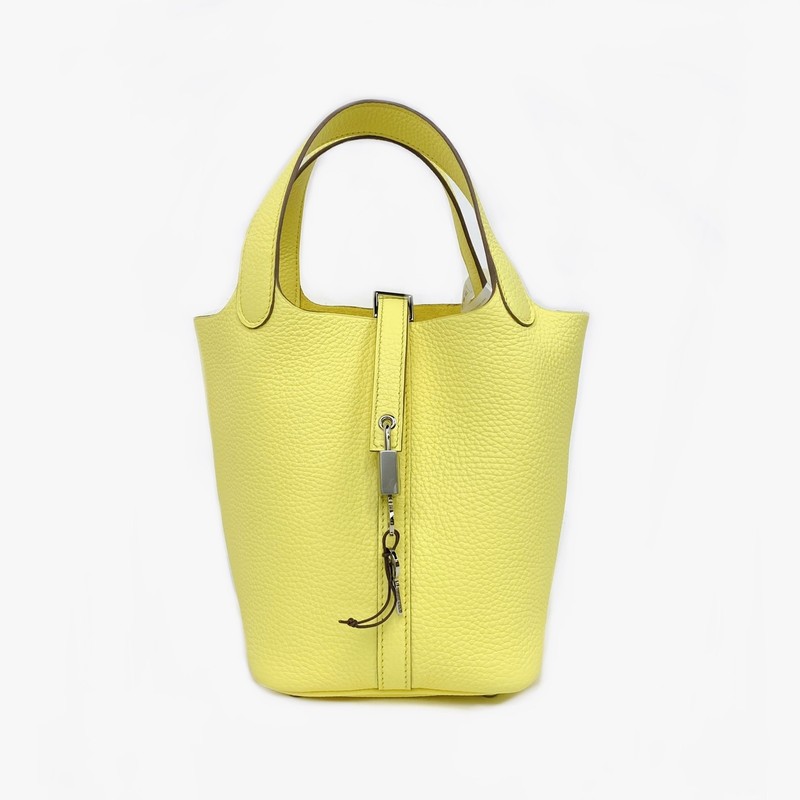 Hermès Taurillon Cowhide Bags 9R Lime Lemon Yellow Handbag G1361496171 gallery
