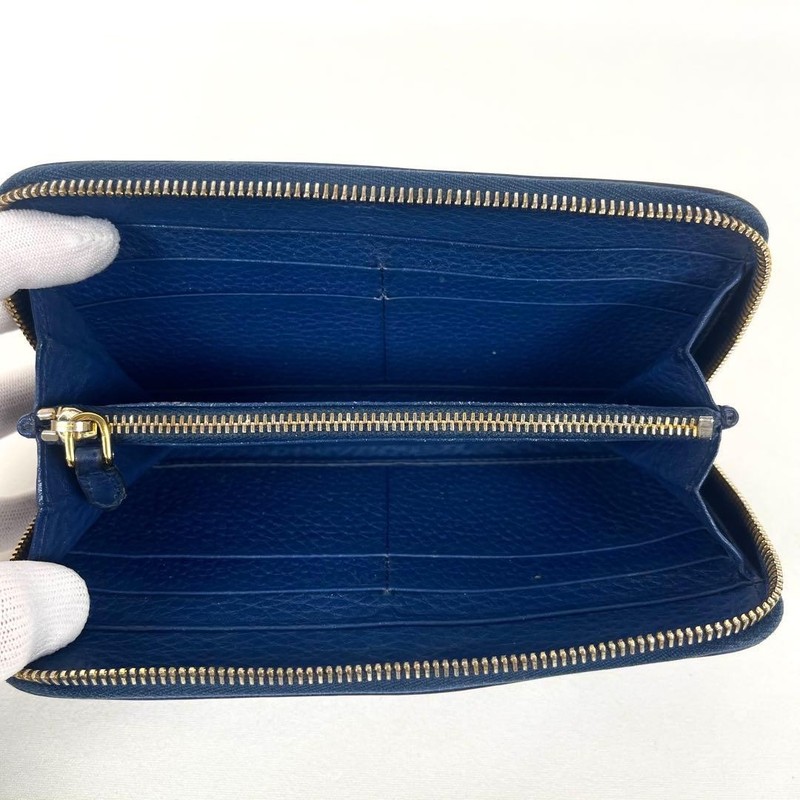 Prada Long Wallet Round Zipper Genuine Leather Logo Plate Saffiano Leather Excel gallery