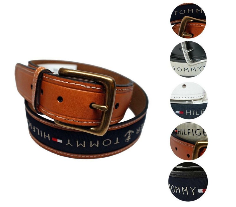 Tommy Hilfiger Men’s Premium Ribbon Inlay Anchor Logo Leather Belt 11TL02X032