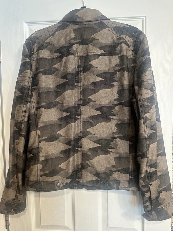 PRPS Goods & Co Denim 100% Cotton Blk Camouflage Full Zip Up Moto Jacket SIZE XL gallery
