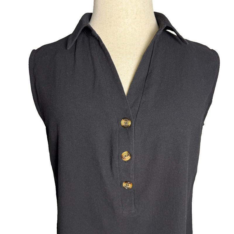 Cupshe Sleeveless Mini Dress or Tunic, Black Sz L, Button Details Create V Neck gallery