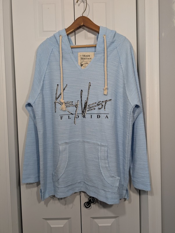 Trade Heritage Men’s Size Large Key West Florida Pullover Hoodie Blue