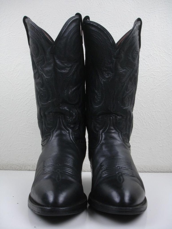 Men's 10 D M Tony Lama Black OL' Buck CZ820 Leather Cowboy Western Boots Riding gallery