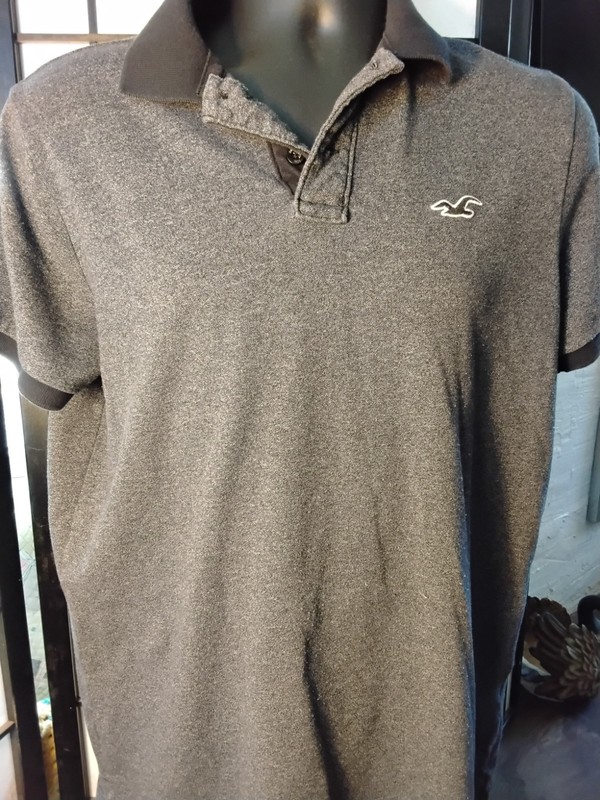 Hollister Mens Polo Shirt Grey L Epic Stretch gallery
