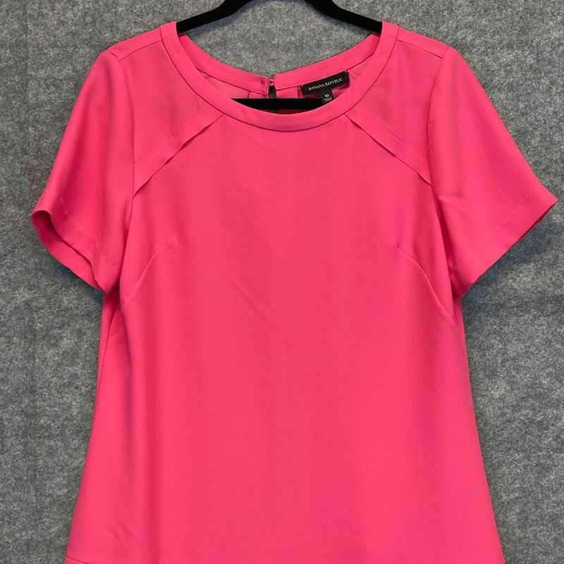 CLEARANCE!BANANA REPUBLIC Dress 10 Pink Flounce Shift Dressy Cocktail Party gallery