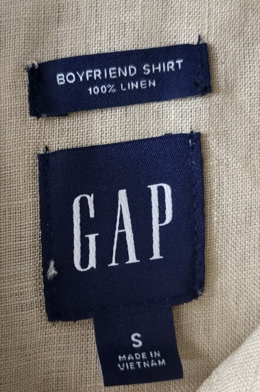 GAP Boyfriend Shirt 100% Linen Women S Biege Long Sleeve Button Up Casual Classy gallery