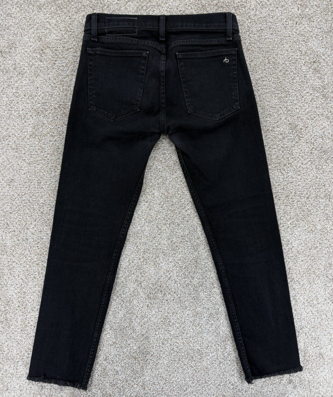 Rag & Bone Fit 1 Skinny Leg Denim Jeans Mens Size 30x28 Black Button Fly Raw Hem gallery