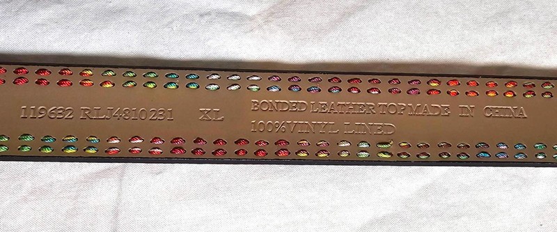 NWT Women's RELIC Bonded Leather Belt XL Rainbow Stitching Accent Brown Tan New gallery