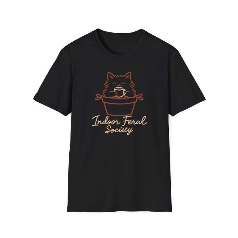 Indoor Feral Society Cat Coffee Shirt Cute Homebody Graphic Tee