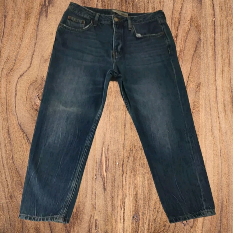 TopShop Moto 22″ Blaue Verkürzte Jeans mit Knopfleiste Damen Zierlich Größe 28P