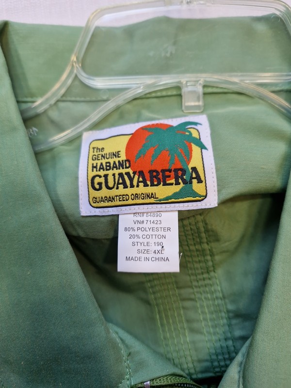 Haband Guayabera Shirt Green Cuban Style Mens 4XL Full Zip Embroidered 4 Pockets gallery
