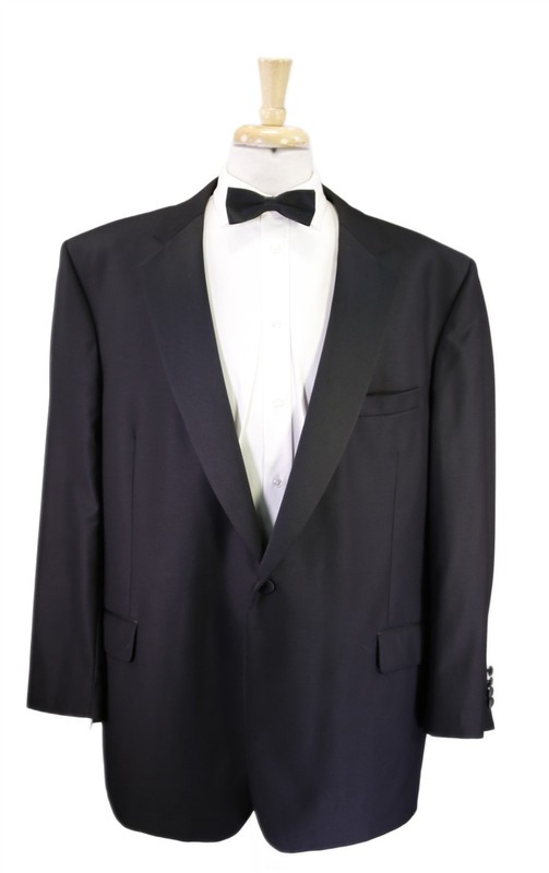 Jos A Bank Black 1-Btn Tuxedo Formal Wedding Wool Suit 50R