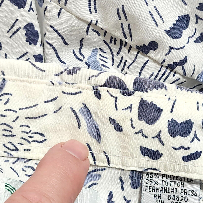 Vintage Haband Hawaiian Shirt Mens Size XL XLarge Floral Print White Blue Pocket gallery