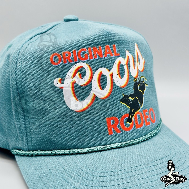 Original Coors Rodeo Trucker Hat Denim Washed Teal Cowboy Western Wear Cap gallery