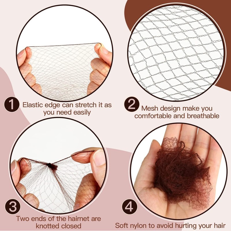 Hair Accessories Set: 20PCS Mesh Hair Nets Invisible and 40PCS U Shaped Hair Pin gallery