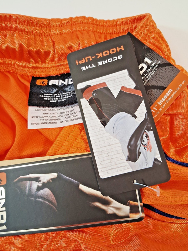 And1 Mens Shorts Basketball Gym 11" Inseam Miami Orange Navy Blue M L 3XL gallery