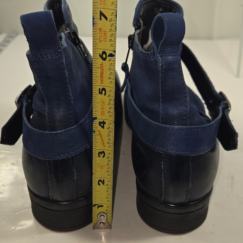 Miz Mooz Suzy Wide Blue Leather Perforated Buckle Ankle Boots Women43 US 11-11.5 gallery