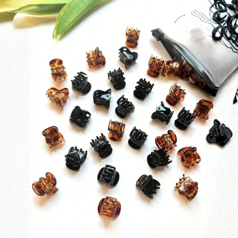 20pcs Mini Brown Hair Clips Strong Grip Claw Clips Women Bangs Bun Accessories gallery