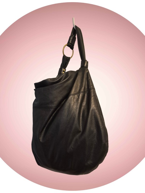 HOBO International Black Leather Hobo Slouchy Shoulder Bag Gold Hardware gallery