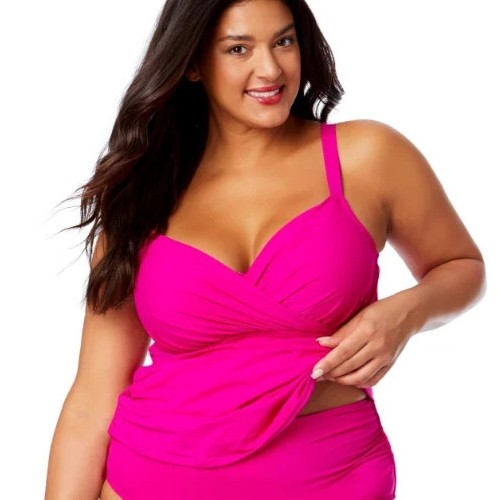 Anne Cole Collection Fashion SWIM Tankini Twist-Front Dark Pink Size XS NWT
