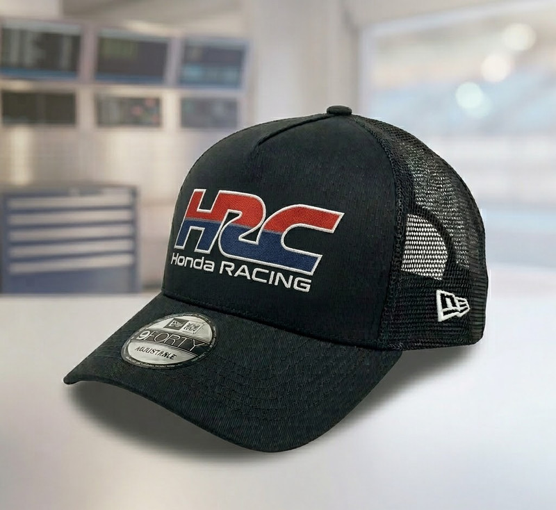 Honda Racing HRC Logo Hat Black Trucker Mesh Cap Adjustable Men’s