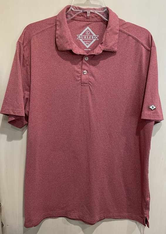 Burlebo Polo Shirt L Red Stretch Performance Men’s Club Golfer Outdoor Preppy