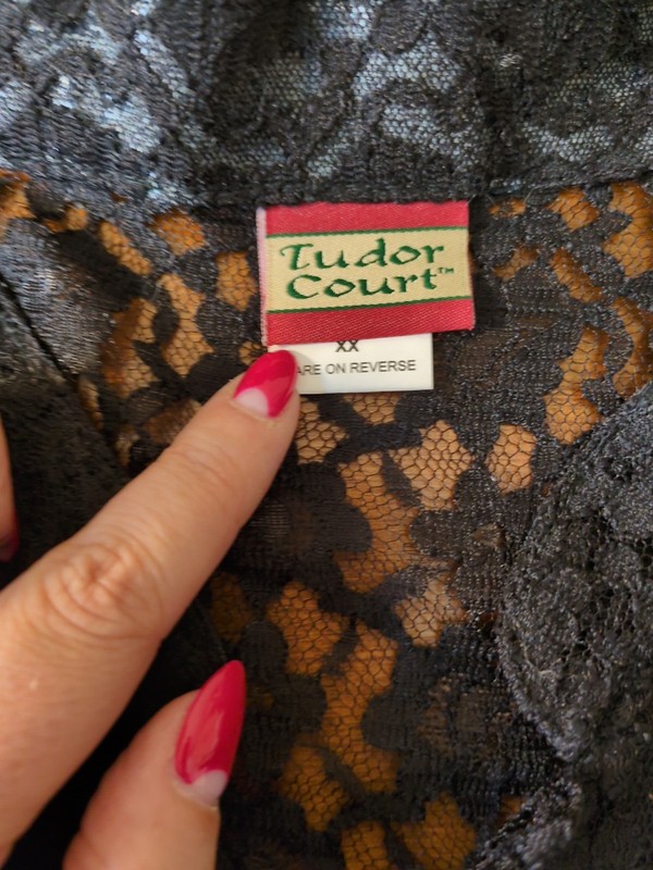Tudor Court Women’s 2XL Black Lace Jacket – Sheer Open Front Vintage gallery
