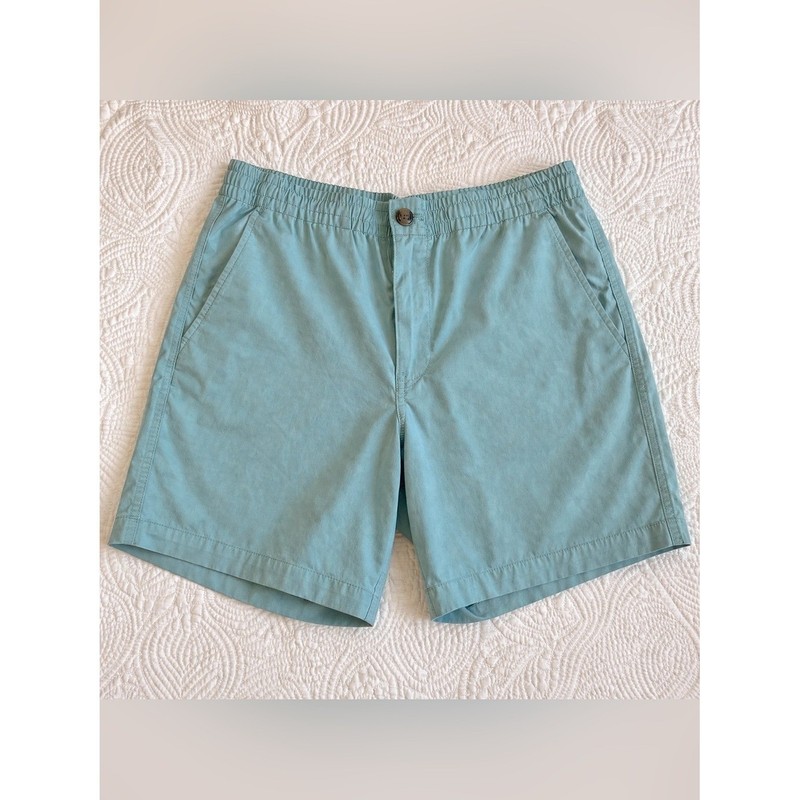 Chaps Ralph Lauren Men’s Cotton Chino Shorts Aqua Blue Size M Elastic Waist