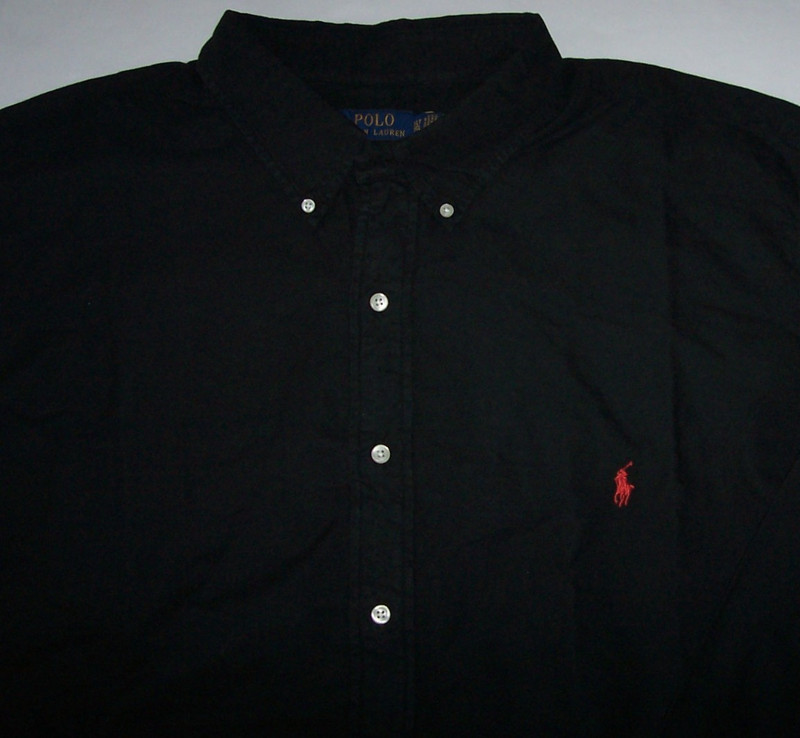 NWT Polo Ralph Lauren SOLID BLACK Garment-Dyed Oxford Shirt Men XXL 2XL RED PONY