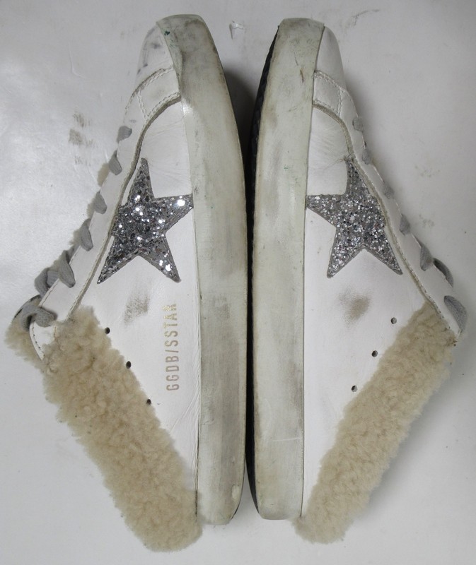 Golden Goose Women's Super-Star Sabot In White Leather and Shearling Lining 7.5 gallery