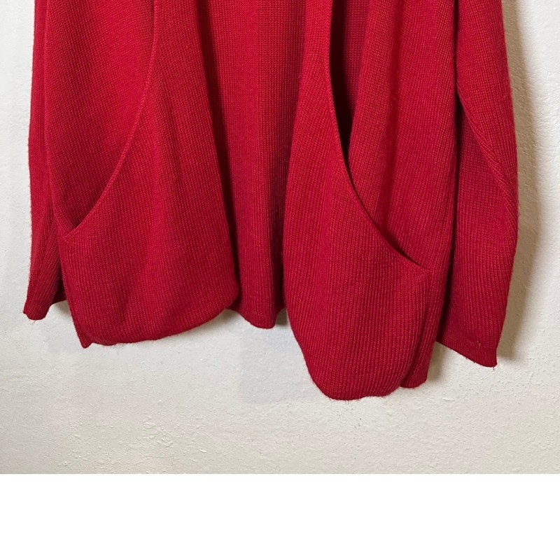 The Alpaca Collection Women Cardigan Large Red Open Front Shawl Pocket Luxury gallery