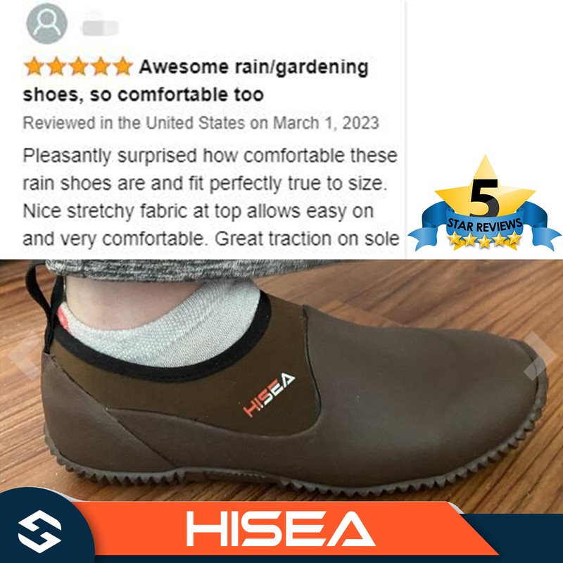 HISEA Unisex Garden Shoes Waterproof Anti-Slip Ankle Rubber Rain Boot Farm Yard gallery