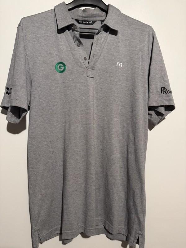 TravisMathew Men’s Gray Solid Polo Shirt Collared Logo Size L. F6005