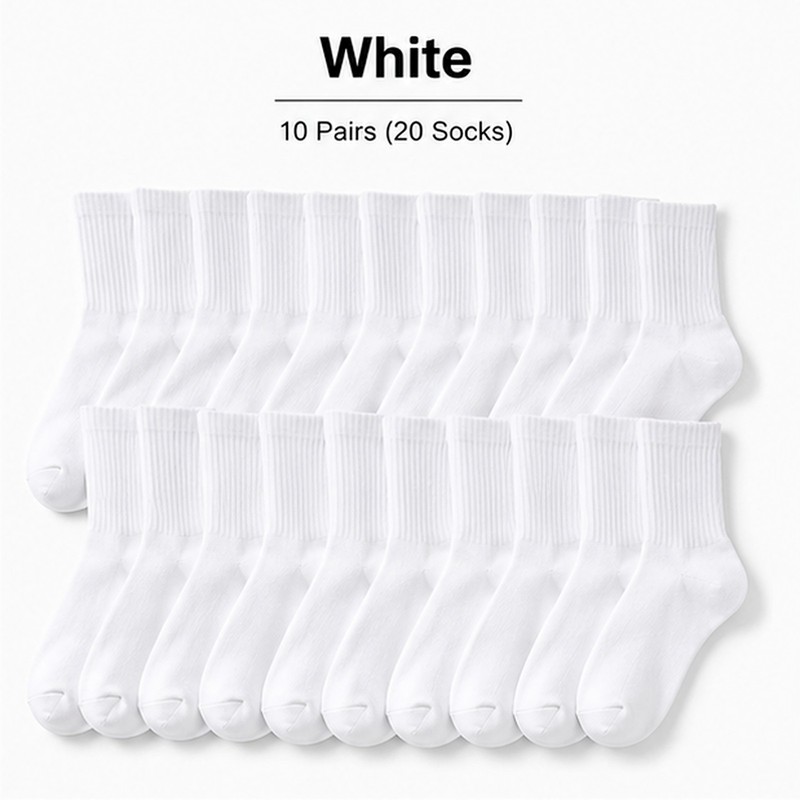 Women High Rib Crew Socks 10 Pairs Cotton Cushioned Odor Free Athletic Casual gallery