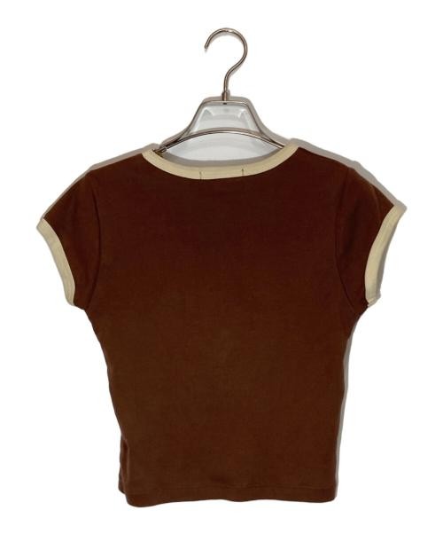 A BATHING APE Cropped Trim T-Shirt Women's Brown M Cotton Slim Fit gallery