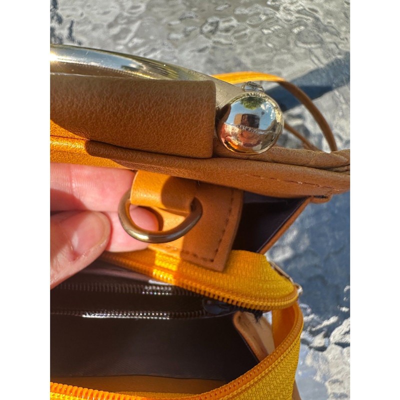 Min Min Mustard Yellow Faux Snakeskin Mini Crossbody Bag Top Handle Purse NWOT gallery