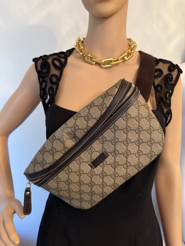 Gucci GG Supreme Canvas Belt Bag /Messenger Bag- Dark Brown