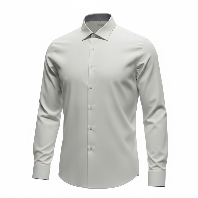 Vitarelli Dress Shirt Mens 17.5 36/37 Cream Excellent Slim Fit Long Sleeve
