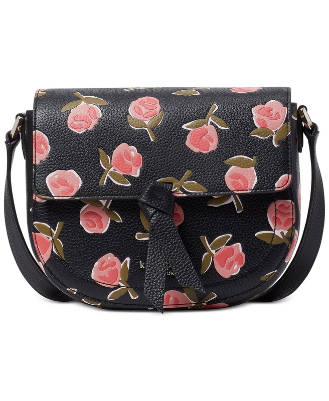 Kate Spade knott Ditsy Rose medium saddle Leather crossbody ~NWT~