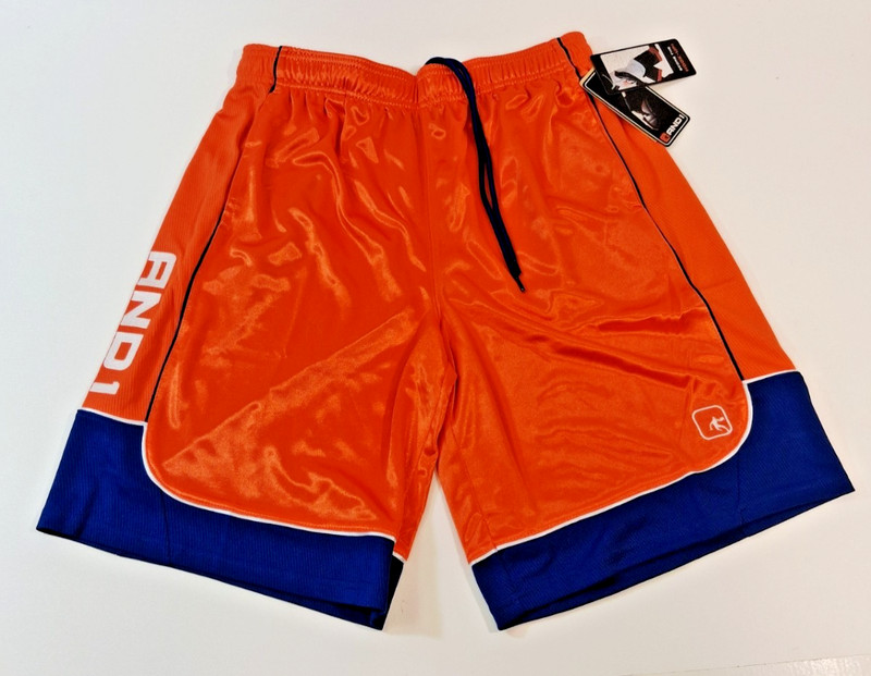 And1 Mens Shorts Basketball Gym 11″ Inseam Miami Orange Navy Blue M L 3XL