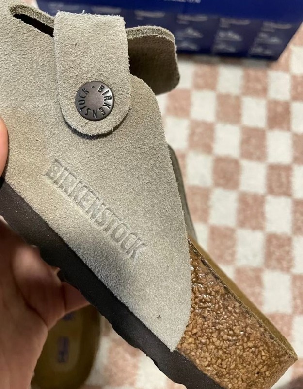 NEW W/BOX! Birkenstock Boston Suede Leather Soft Footbed Clog Shoes Taupe gallery