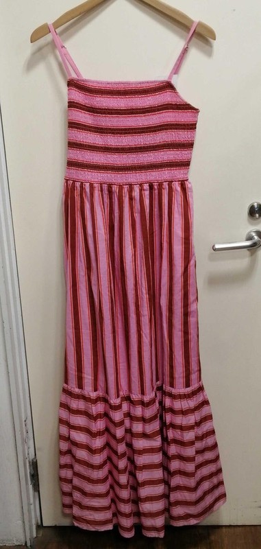 KATESPADE Pink Brown Camisole Dress S Allover Print Sleeveless Mid-Length