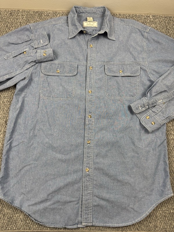 Haleman Denim Shirt Mens XL Blue Long Sleeve Button Front Western Workwear