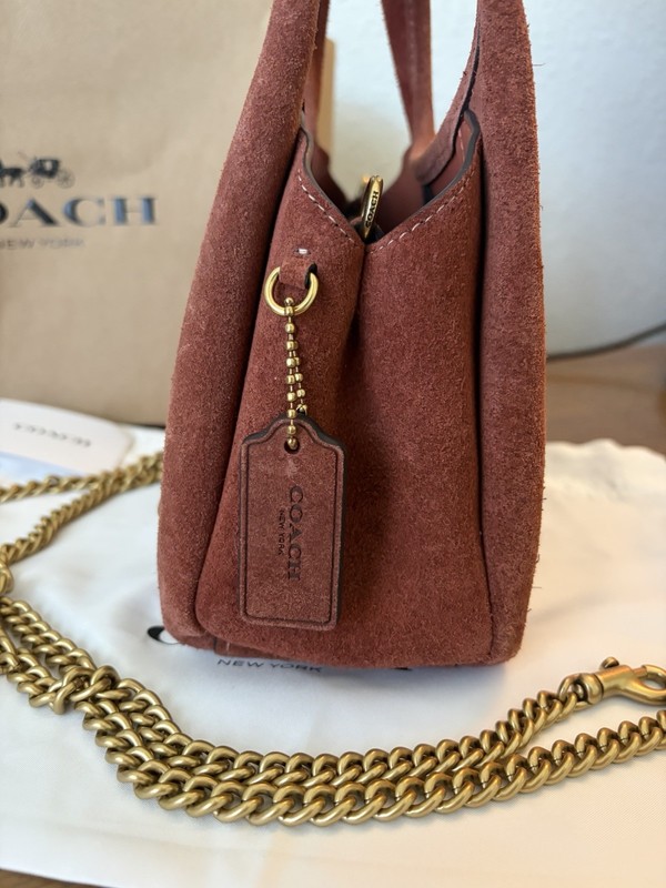 Brand New Coach Suede Lana 19 in Clay with brass hardware gallery