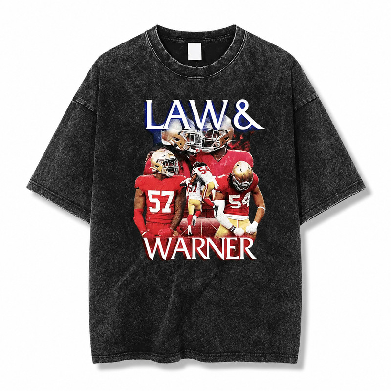 Fred Warner Dre Greenlaw 49ers Mineral Wash Tee LAW WARNER Mens, S to 2XL