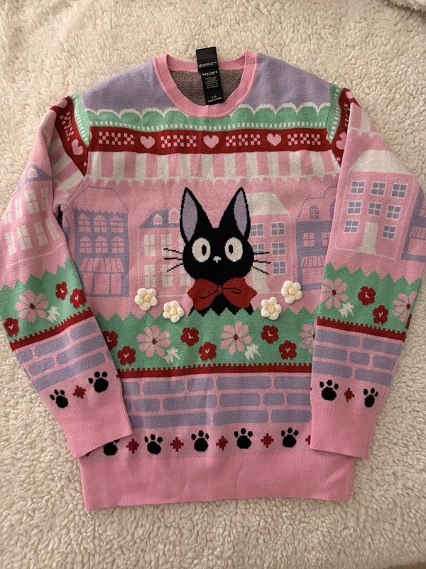 Kiki’s Delivery Service Sweater Womens Large Jiji Floral Portrait Box Lunch