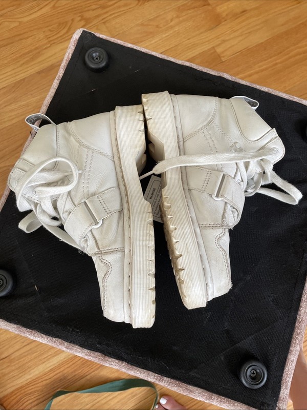Dr Martens Zuma Mono White Leather Chunky Bex Strap Boots Size 6UK 8US Women’s gallery