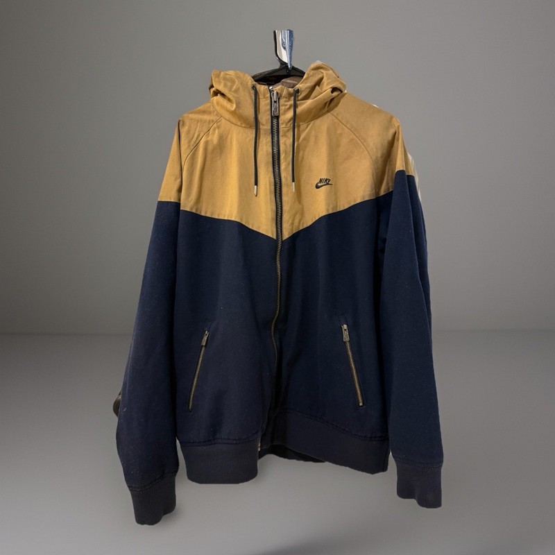 Nike vintage Wool Waxed Windrunner Men’s Zip Up Hoodie Jacket Size XL blue